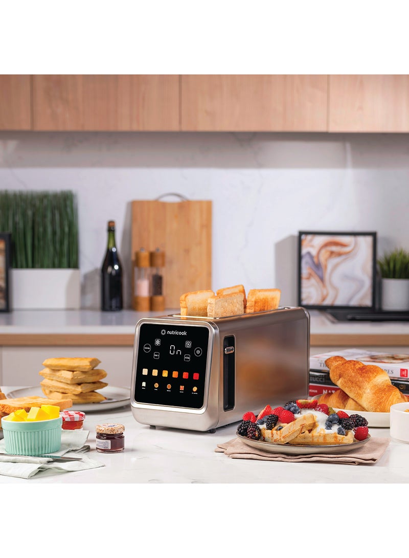 Toasti Digital Toaster - 4-Slice with Intuitive Touch-screen Display, 6 Shade Settings, 5 Bread Options, Favorite Button, Warming Rack, Crumb Tray,  Reheat | Defrost, 2 Years Warranty 1450 W Toasti Silver