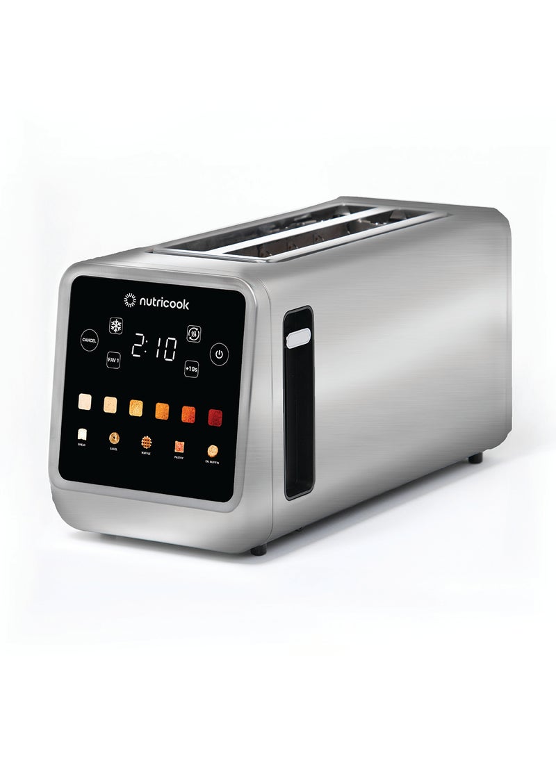 Toasti Digital Toaster - 4-Slice with Intuitive Touch-screen Display, 6 Shade Settings, 5 Bread Options, Favorite Button, Warming Rack, Crumb Tray,  Reheat | Defrost, 2 Years Warranty 1450 W Toasti Silver