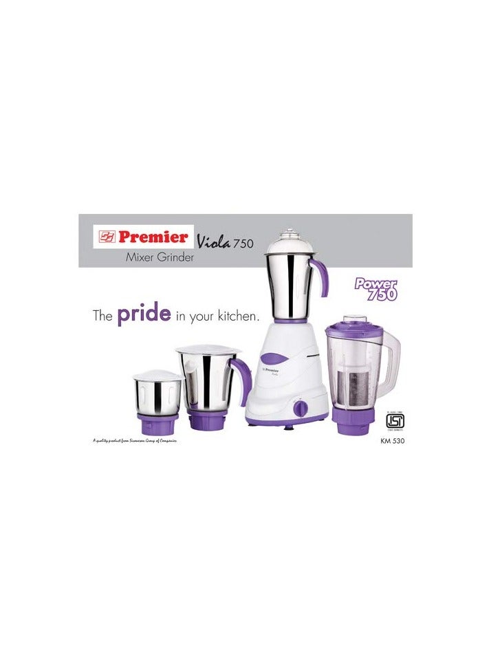 PREMIER VIOLA PLUS MIXER GRINDER WITH JUICER JAR & 3 STAINLESS STEEL JAR 230V 750W CODE - 021085