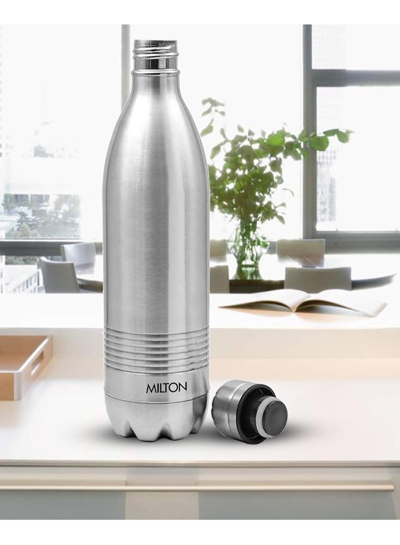 Milton Duo DLX 1000 Thermosteel 24 Hours Hot and Cold Water Bottle, 1 Litre, Silver