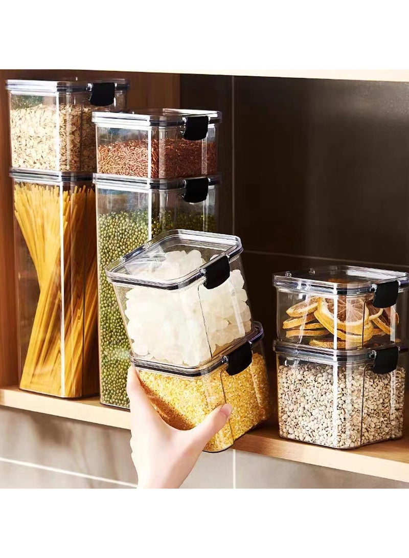 Airtight Food Storage Container with Lock Lids,Cereal & Dry Storage Jars,Kitchen and Pantry Organization Canisters for Cereal,Coffee,Rice,Flour and Sugar (950ml/Set of 6)