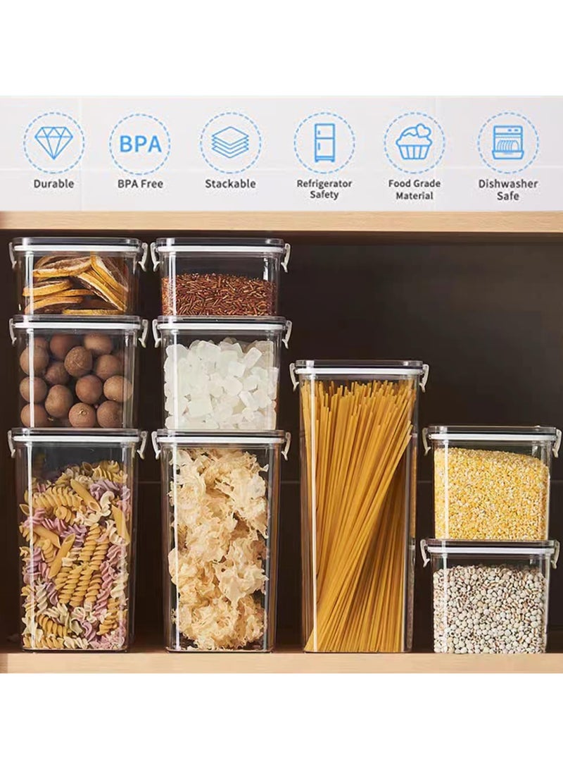 Airtight Food Storage Container with Lock Lids,Cereal & Dry Storage Jars,Kitchen and Pantry Organization Canisters for Cereal,Coffee,Rice,Flour and Sugar (700ml/Set of 9)