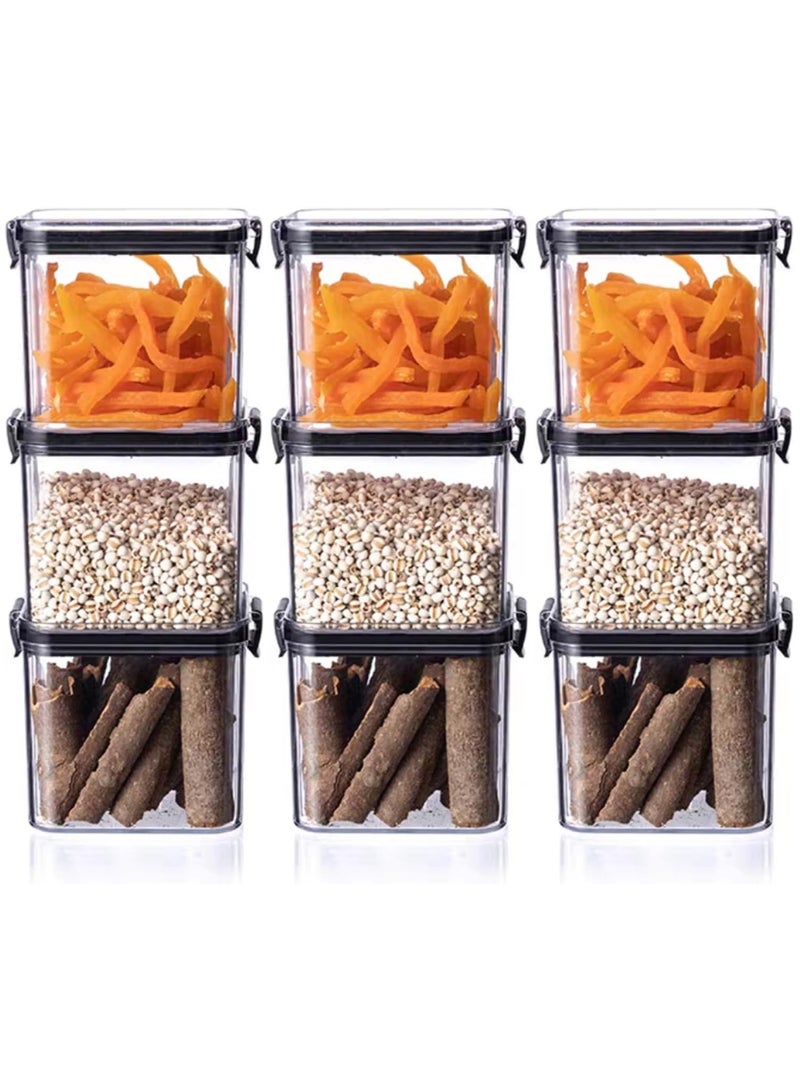 Airtight Food Storage Container with Lock Lids,Cereal & Dry Storage Jars,Kitchen and Pantry Organization Canisters for Cereal,Coffee,Rice,Flour and Sugar (700ml/Set of 9)