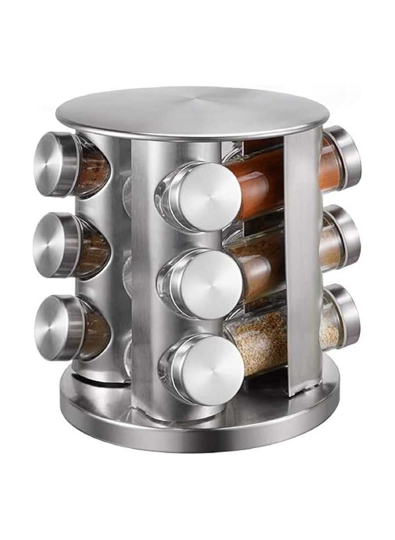 Stainless Steel Rotating Spice Rack With 16 Jars