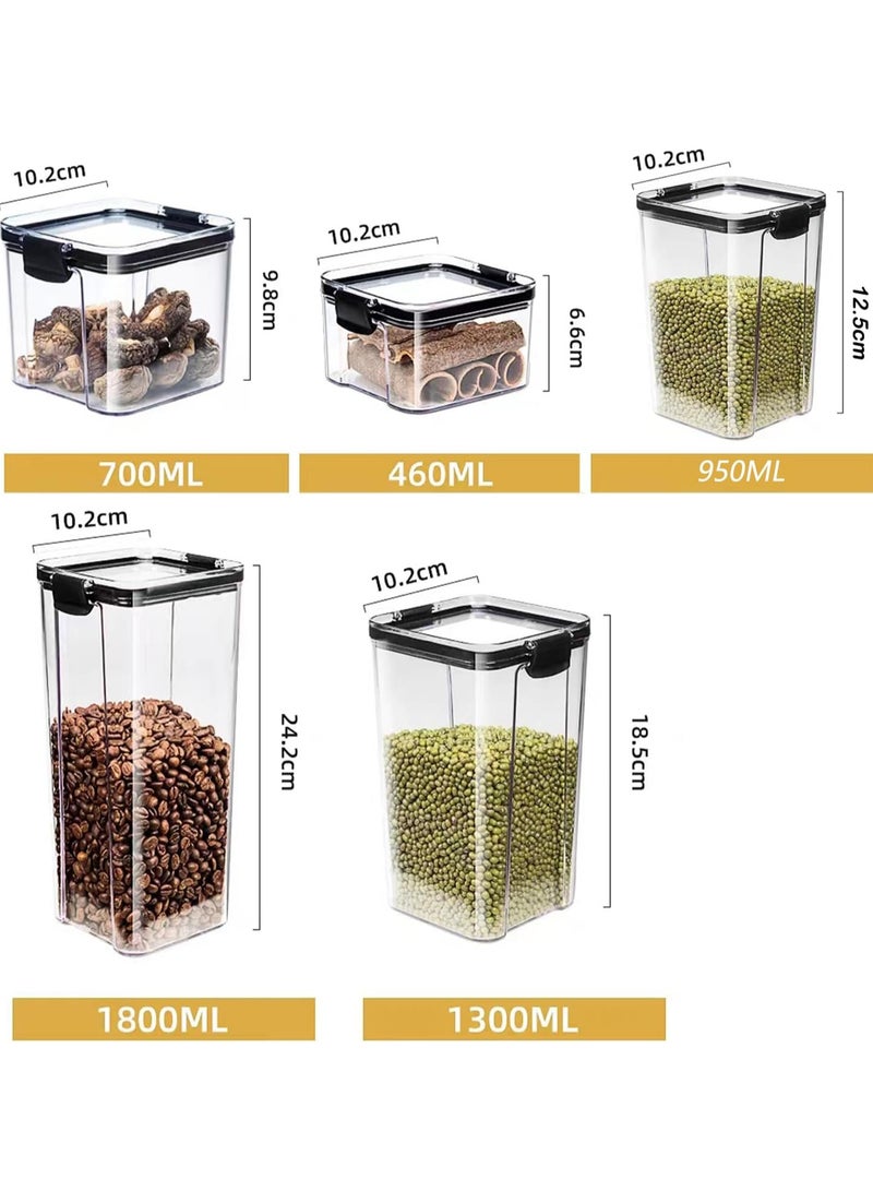 Airtight Food Storage Container with Lock Lids,Cereal & Dry Storage Jars,Kitchen and Pantry Organization Canisters for Cereal,Coffee,Rice,Flour and Sugar (460ml/Set of 9)