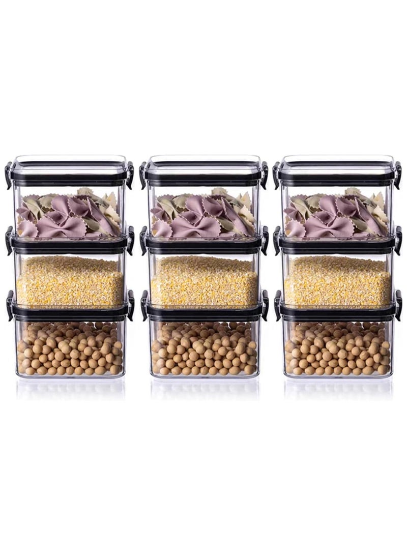 Airtight Food Storage Container with Lock Lids,Cereal & Dry Storage Jars,Kitchen and Pantry Organization Canisters for Cereal,Coffee,Rice,Flour and Sugar (460ml/Set of 9)