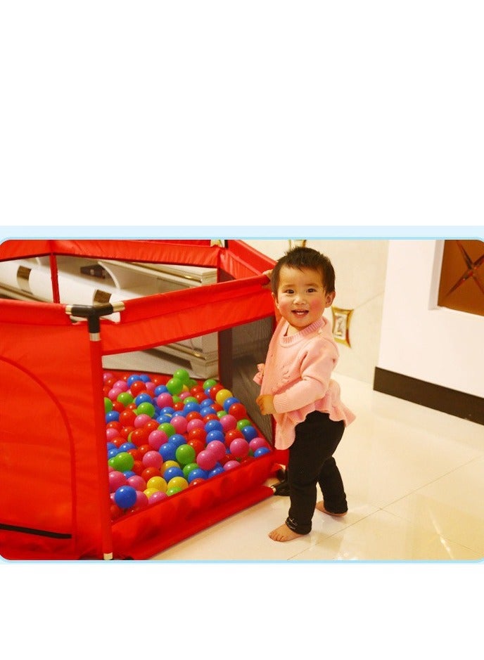 Foldable Baby Kids Playpen Activity Center Room Fitted Floor Baby Kids Safety Protection Care Playpen Tent Crawling Game Folding Fence Toys Red