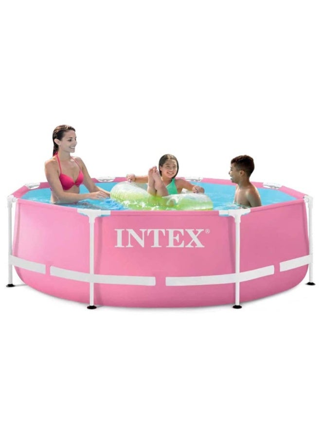 2.44M X 76Cm Pink Metal Frame Pool