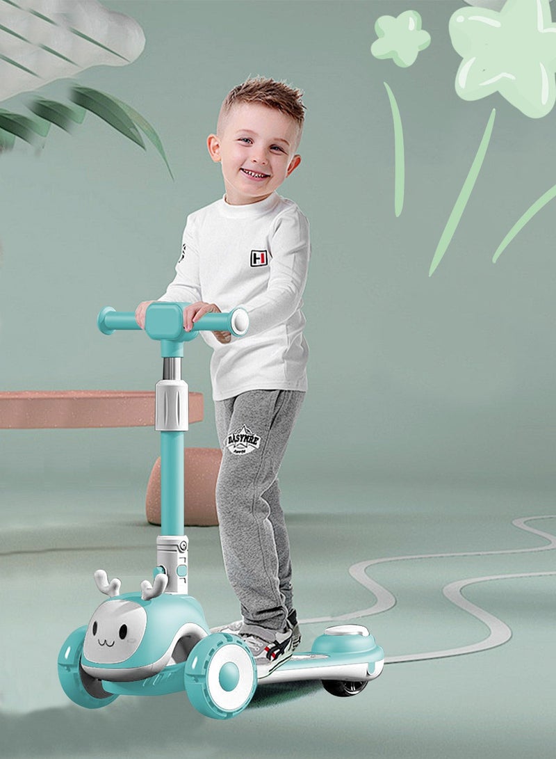 Kids Scooter 6-in-1 Children's Scooter with Adjustable Seat, Baby Scooter for 1-3-6 Years Boys Girls，with Lights Foldable Kids Toys