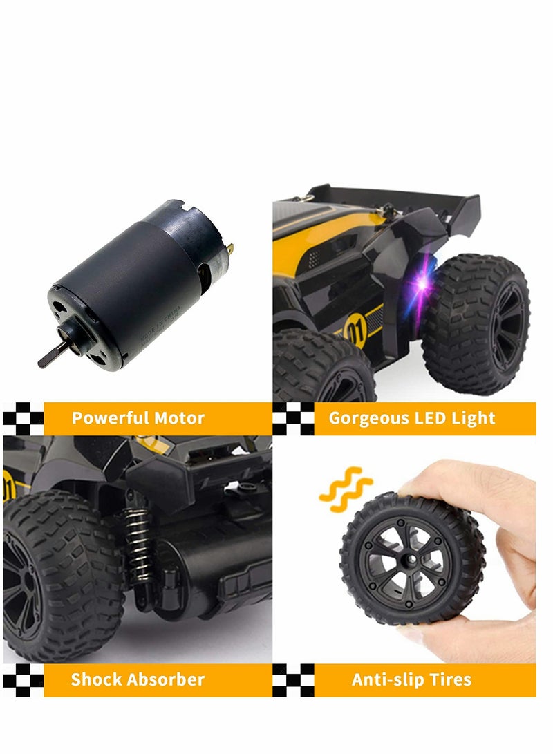 Remote Control Car 2.4GHz Electric RC Racing Cars with 1 Rechargeable Power and Lights 1:22 Electric Toy Car Gift with 100mins Running for 3 4 5 6 7 8 Year Old Boys Girls Kids