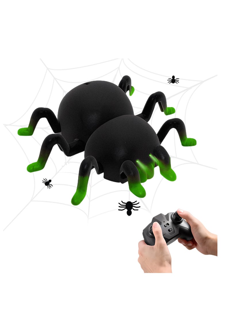 Remote Control Spider Toy with 360 Degree Rotation and LED Lights, Perfect for Kids Birthday Gifts, Climbing Wall and Floor Stunt