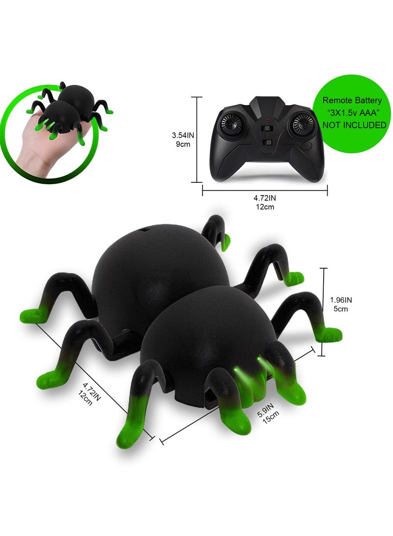 Remote Control Spider Toy with 360 Degree Rotation and LED Lights, Perfect for Kids Birthday Gifts, Climbing Wall and Floor Stunt