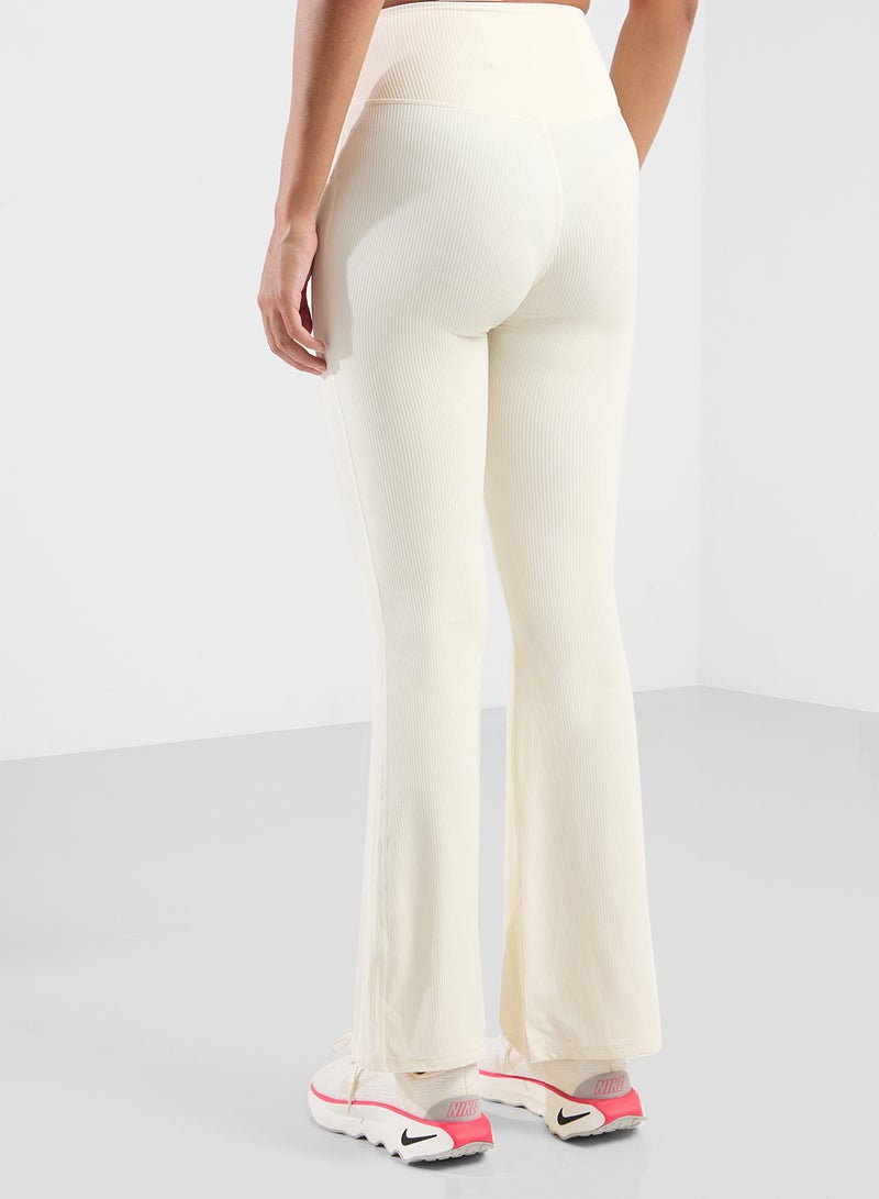 High Waist Ribbed Flared Leggings