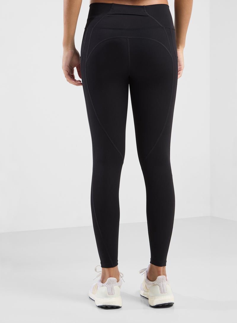 High Waist Seam Detail Leggings with Side Pocket