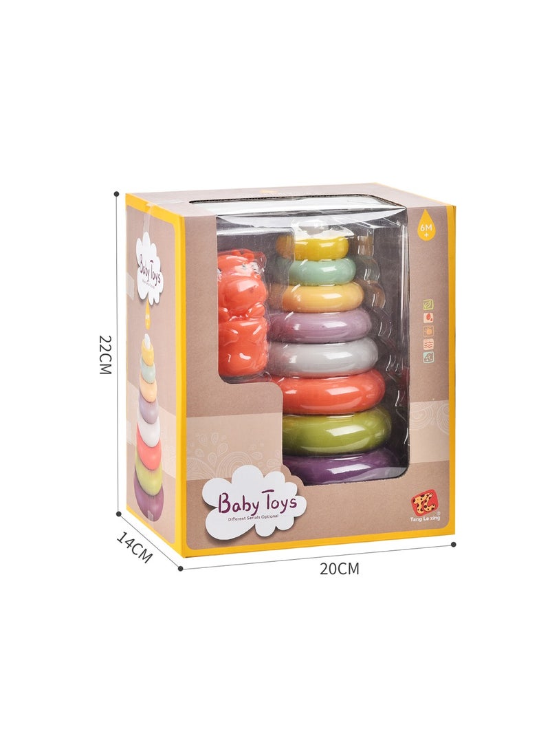 Educational Multicolored Stacking Plastic Rings Tower Set