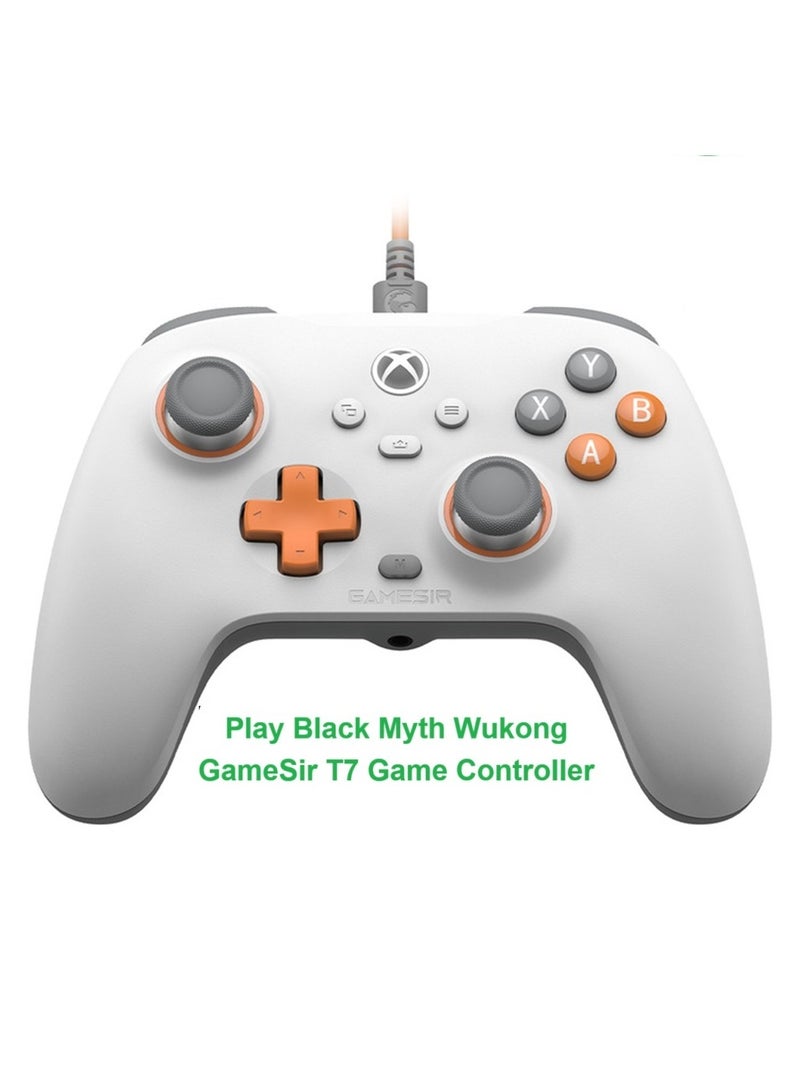 Professional Gamepad GameSir T7 Wired Game Controller with Hall Effect Joysticks, Plug and Play Gaming Gamepad for Xbox Series X|S, Xbox One, Windows 10/11 & Steam, 3.5mm Audio Jack Creamsicle White