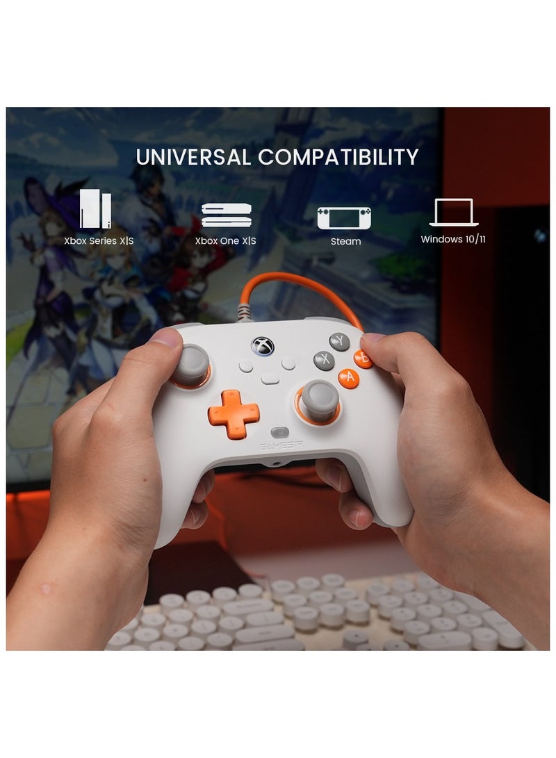 Professional Gamepad GameSir T7 Wired Game Controller with Hall Effect Joysticks, Plug and Play Gaming Gamepad for Xbox Series X|S, Xbox One, Windows 10/11 & Steam, 3.5mm Audio Jack Creamsicle White