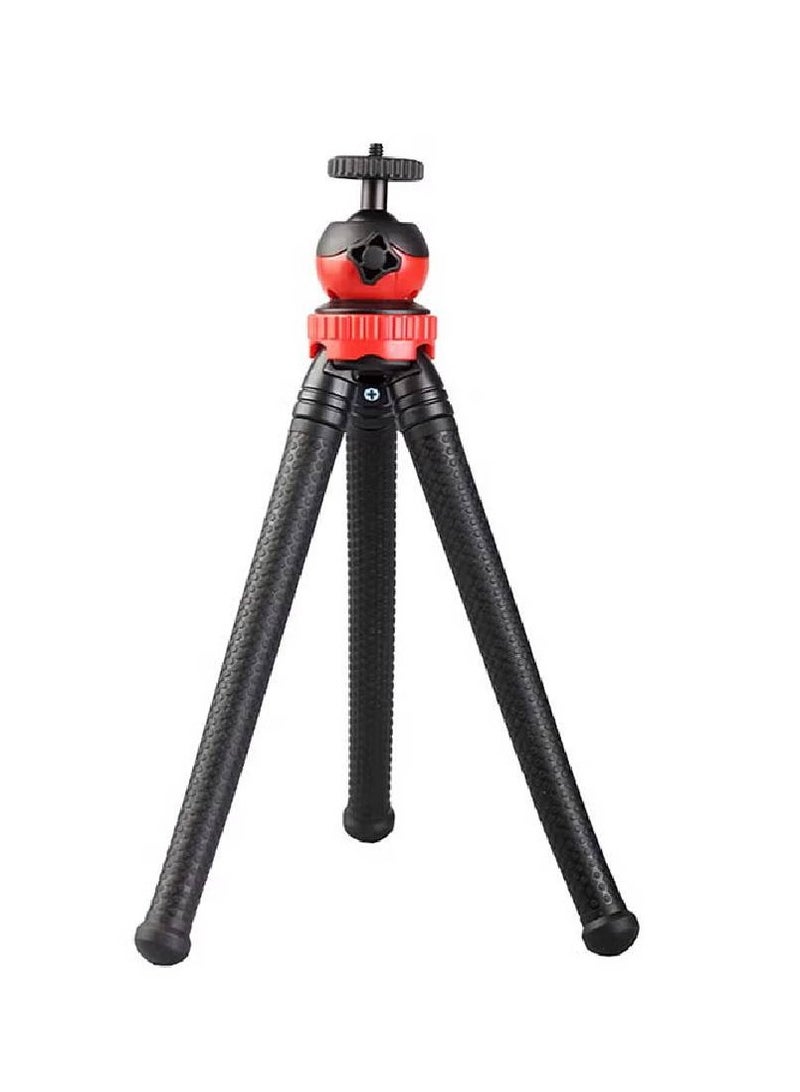 Mini Flexible Tripod Octopus Spider Stand Holder With 360 Degree Ball Head Black/Red