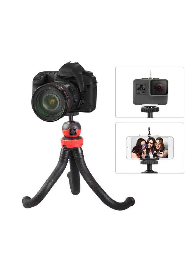 Mini Flexible Tripod Octopus Spider Stand Holder With 360 Degree Ball Head Black/Red