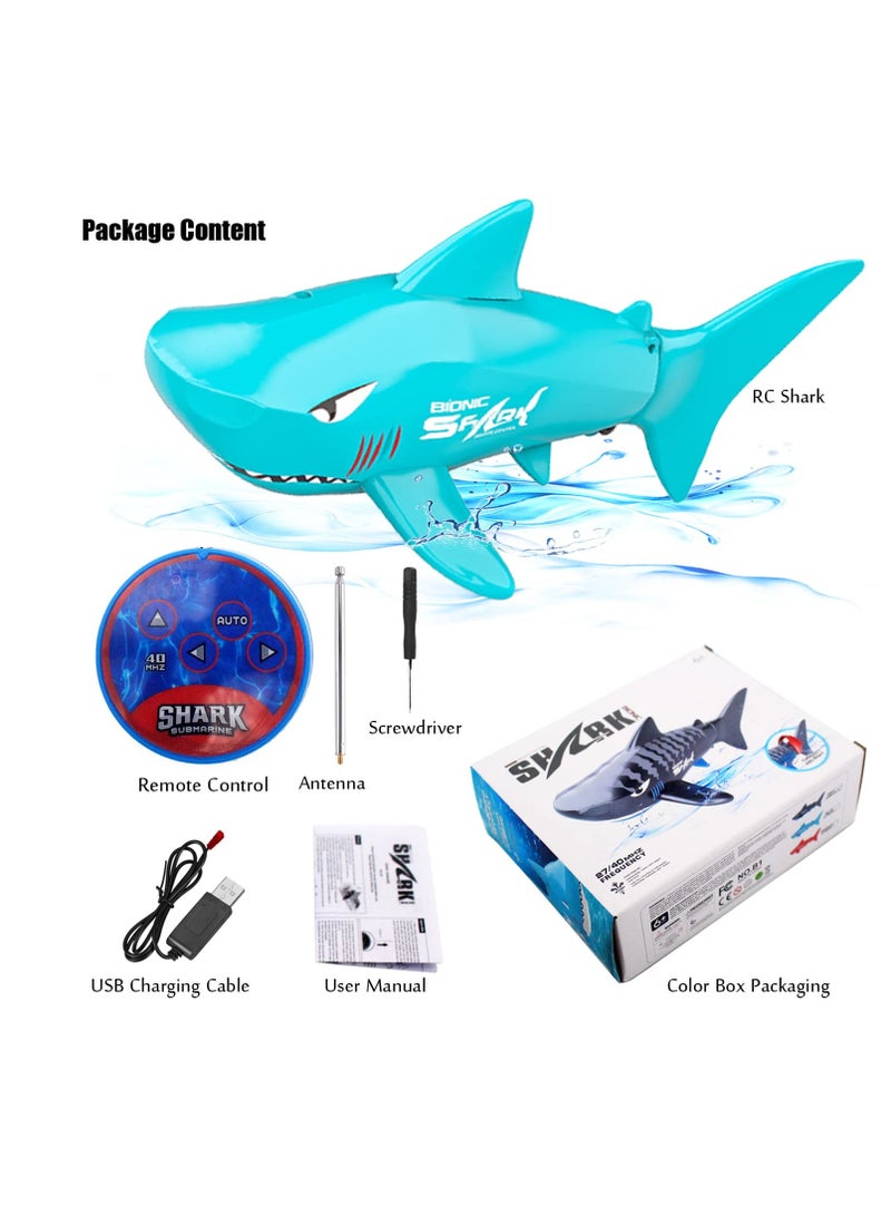 Mini Electric RC Shark Boat for Kids, Remote Control Swimming Toy for Pool Fun, Perfect Birthday Gift in Blue