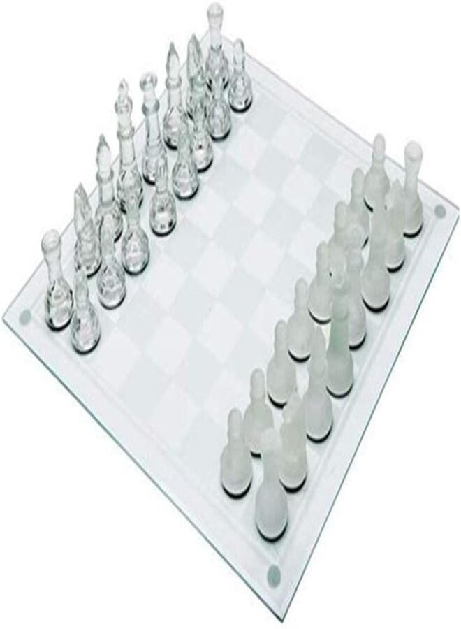 Glass Chess Set Frosted and Clear Pieces