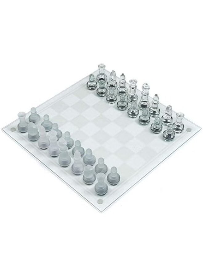 Glass Chess Set Frosted and Clear Pieces