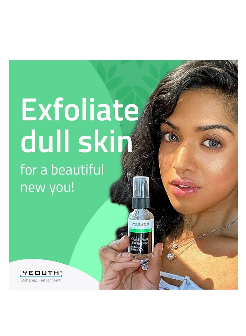 30% Glycolic Acid Peel with Retinol, GreenTea, 1oz