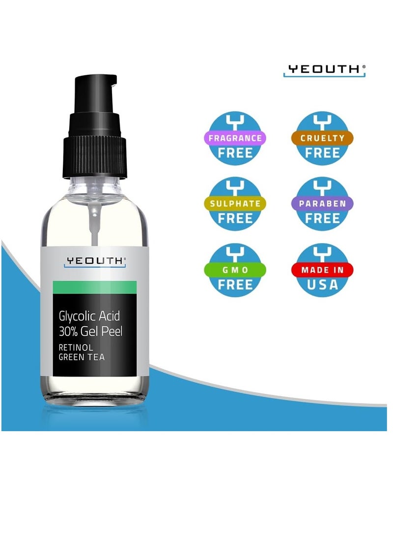 30% Glycolic Acid Peel with Retinol, GreenTea, 1oz