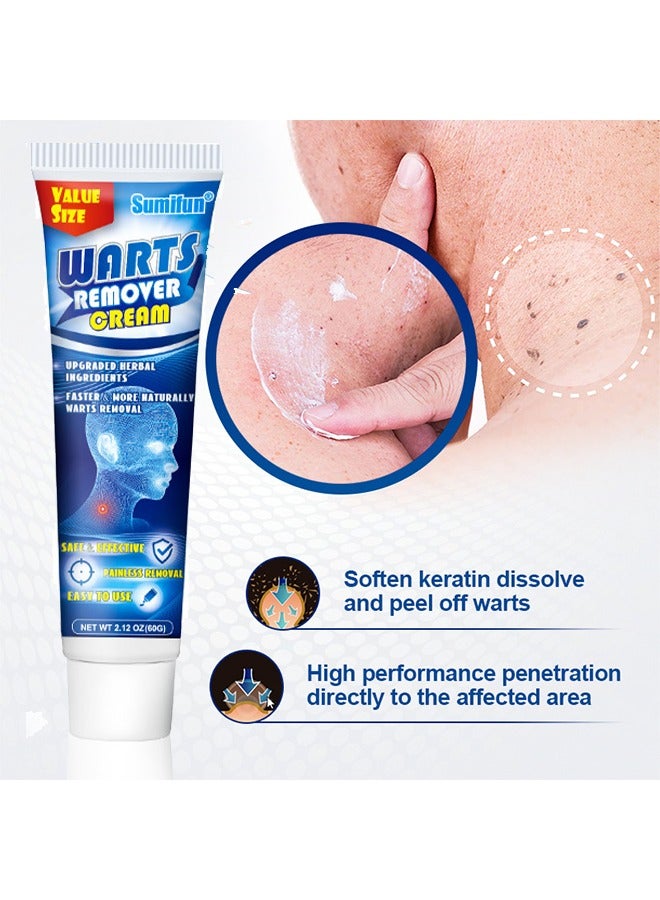 Warts Remover Cream, Fast Acting Gel Wart Removal For Plantar Wart Flat Warts And Corns, Fast-Acting Corn Removal Mask For Plantar, Common And Flat Wart 60g