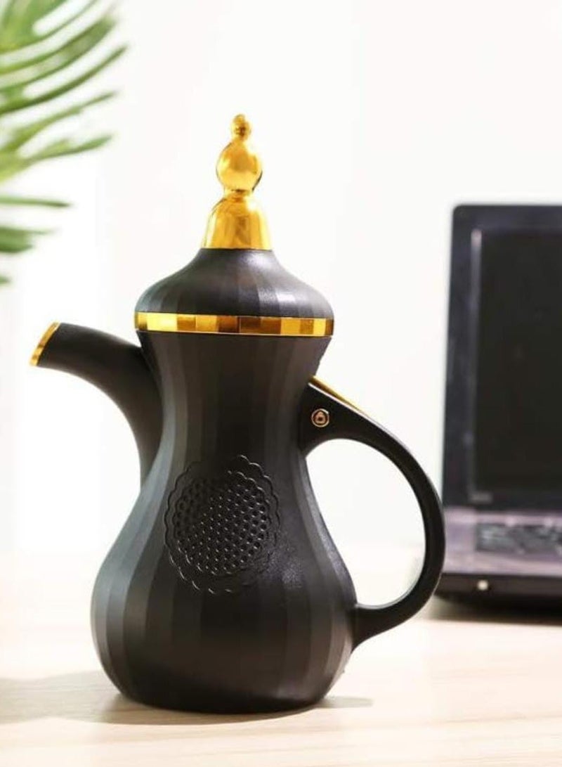 Tea Pot Charcoal Incense Burner & Bakhoor Burner Black & Gold Elegant Oud & Frankincense Resin Burners for Office & Home Decor