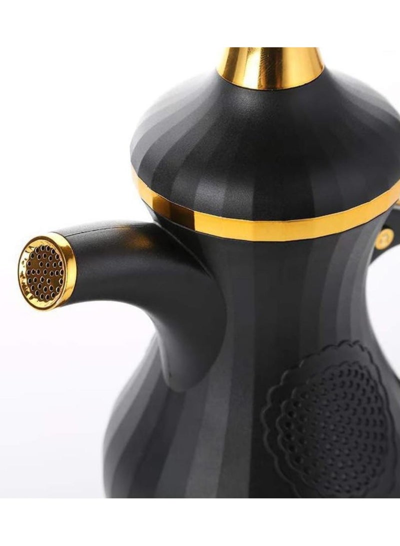 Elegant Arabic Teapot Charcoal Incense Burner & Bakhoor, Black & Gold Bakhoor Oud & Frankincense Resin Burner for Office & Home Decor