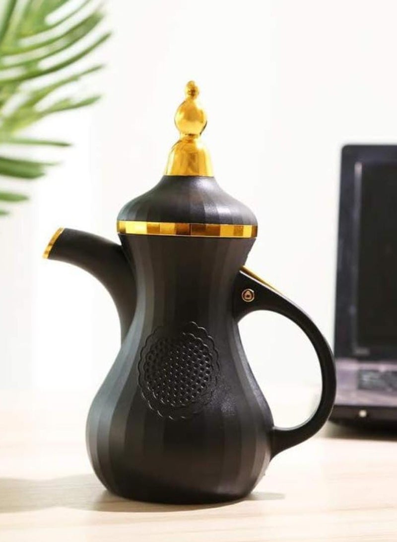 Tea Pot Charcoal Incense Burner & Bakhoor Burner Black & Gold Elegant Oud & Frankincense Resin Burners for Office & Home Decor