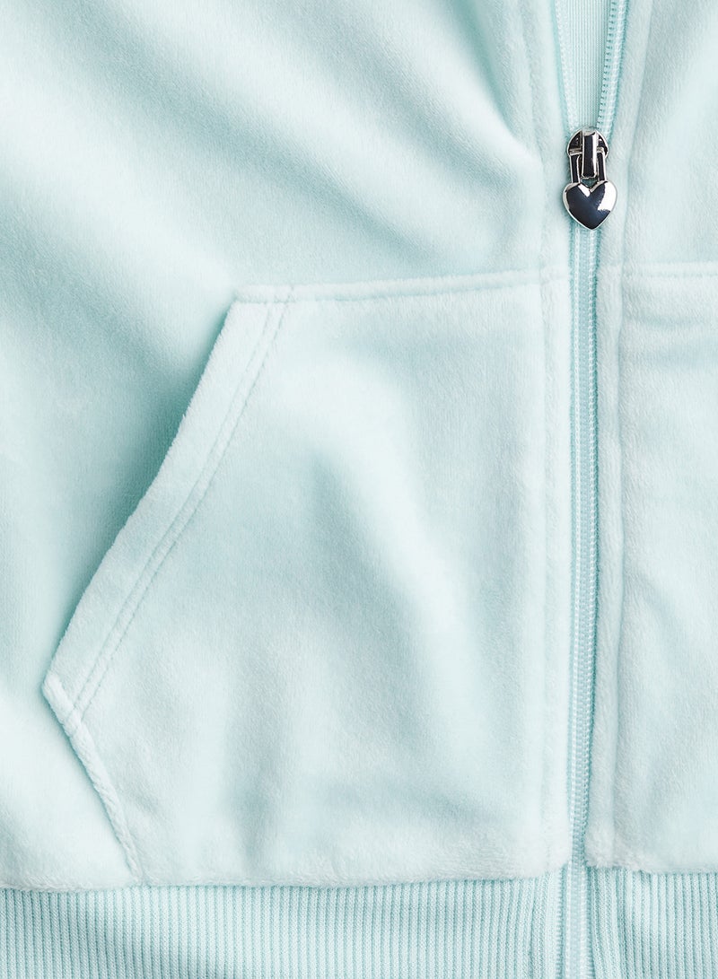 Velour Zip-Through Hoodie