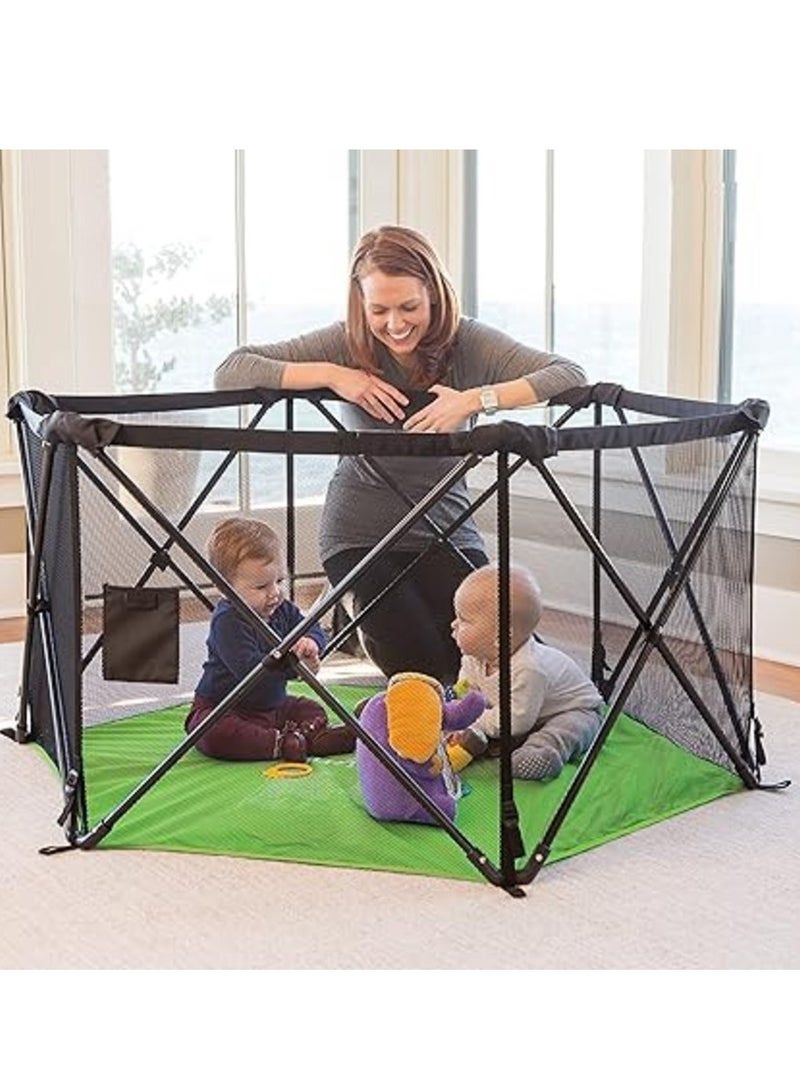 Summer Infant Pop ‘n Play Portable Playard, Green - Lightweight Play Pen for Indoor and Outdoor Use - Portable Playard with Fast, Easy and Compact Fold