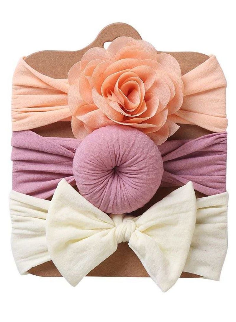 The Girl Cap Elastic Baby Headband Stretchable Nylon Assorted Hairbands Hair Accessories for Baby Orange Purple White