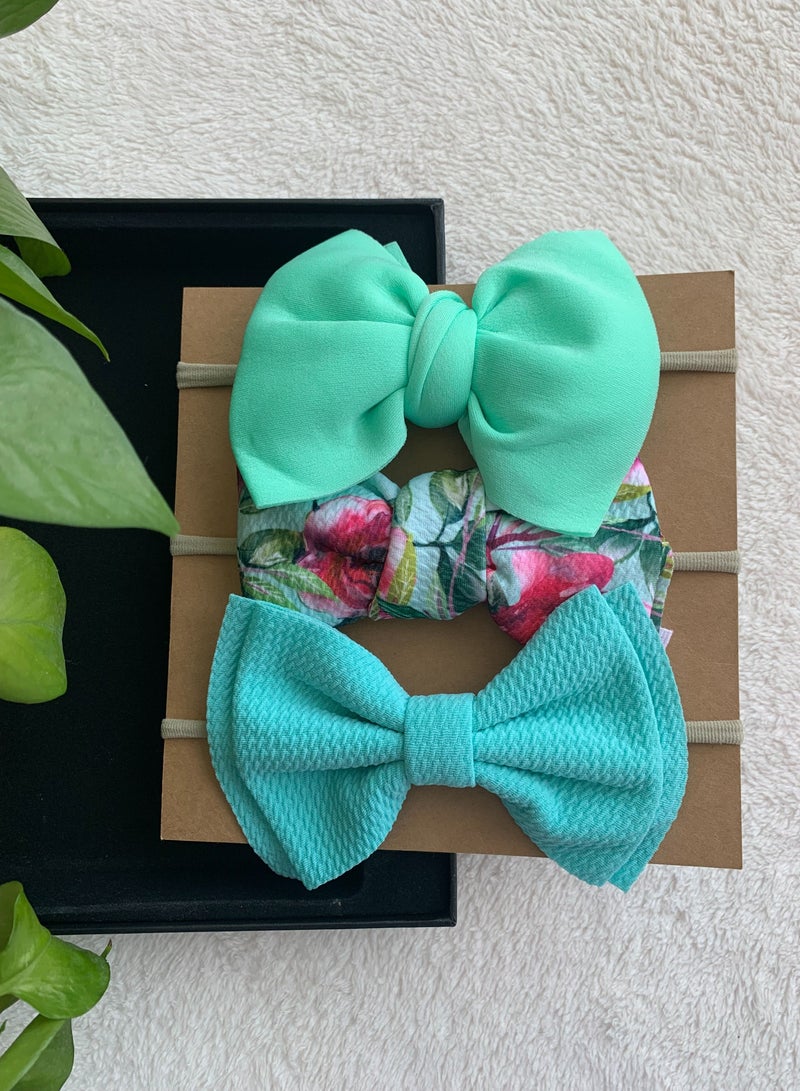 The Girl Cap Elastic Baby Headband Stretchable Nylon Assorted Hairbands Hair Accessories for Baby Mint Green 3pcs