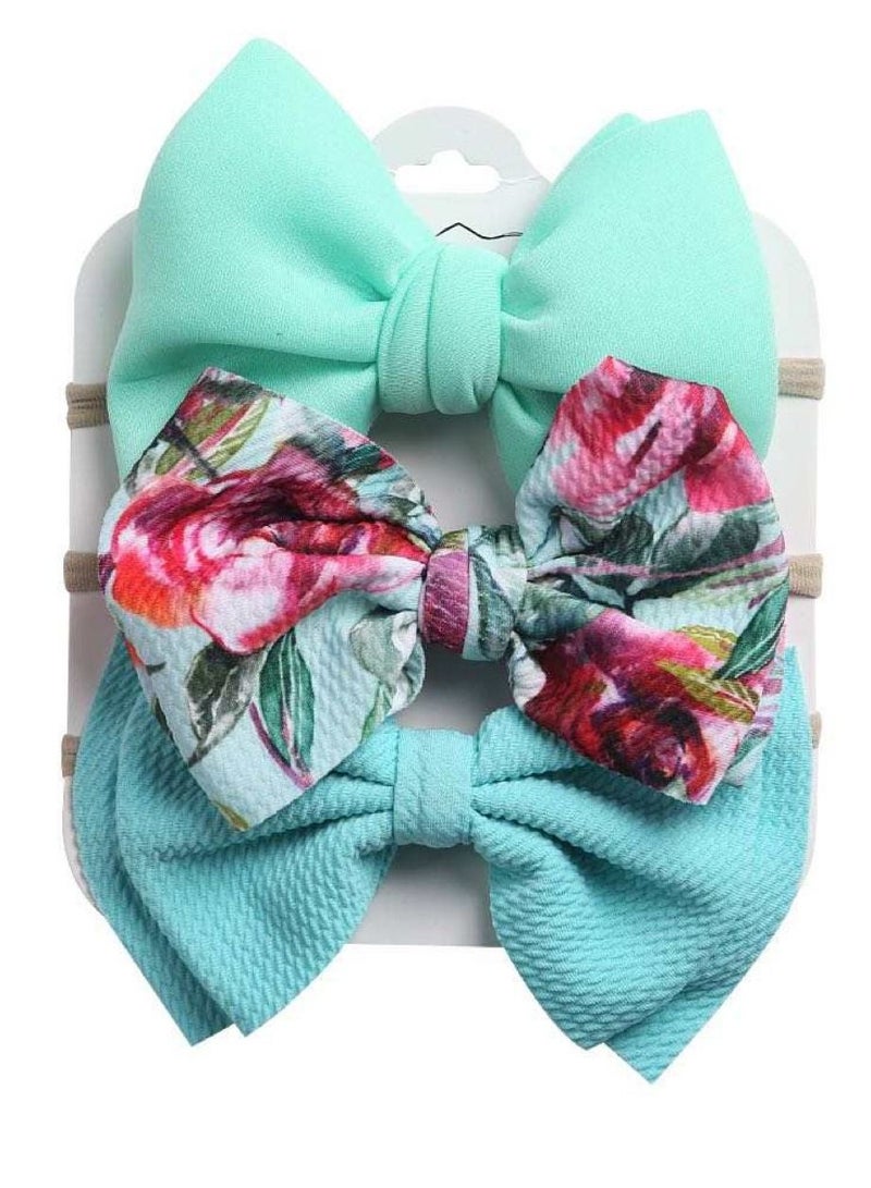 The Girl Cap Elastic Baby Headband Stretchable Nylon Assorted Hairbands Hair Accessories for Baby Mint Green 3pcs