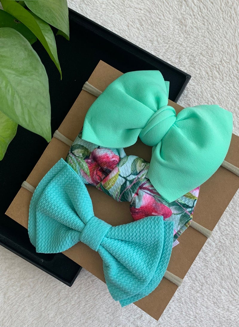 The Girl Cap Elastic Baby Headband Stretchable Nylon Assorted Hairbands Hair Accessories for Baby Mint Green 3pcs