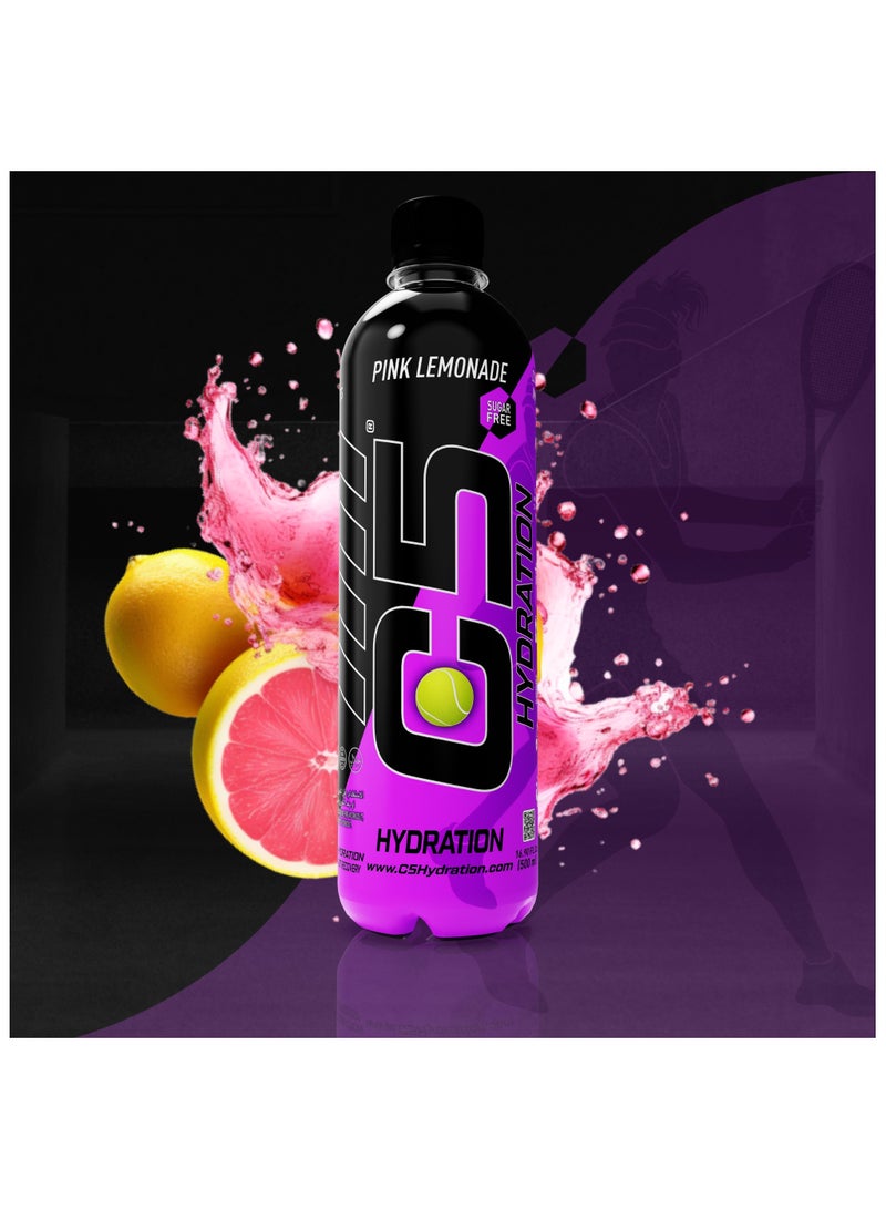 C5 Hydration Key Electrolytes Vit B's Energy Vit C E Antioxidant Vit D3 Immunity (Full Box 12 Bottles Pink Lemonade)