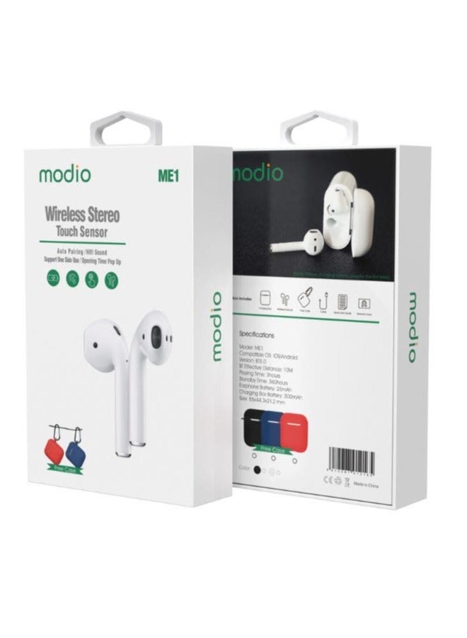 ME1 True Wireless Stereo Headset (White) with Complimentary Black Protective Case