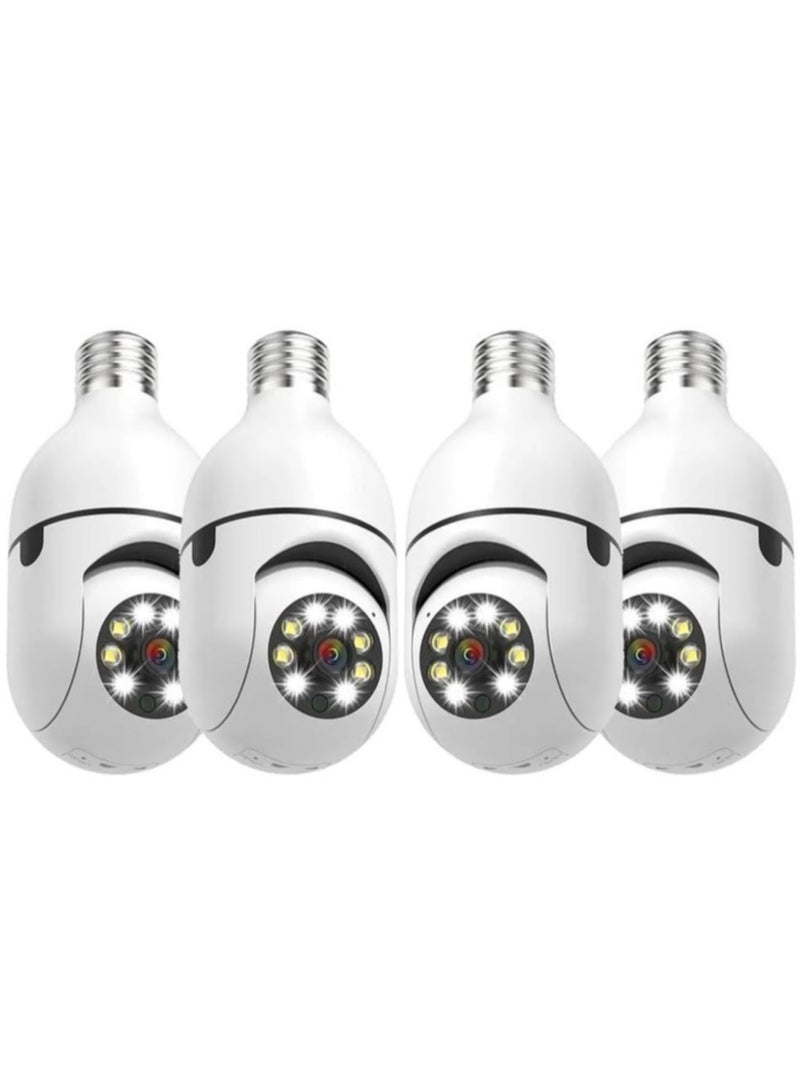 4Pack HD 1080P Wireless Light-Bulb Security Camera, Work with 2.4ghz&5ghz WiFi, Motion Auto Tracking, 2 Way Audio, Spotlight Night Vision, E27 Screw-in CCTV Camera (4pcs)