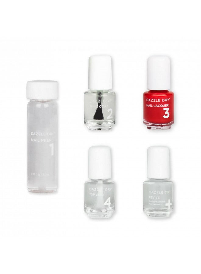 Dazzle Dry Mini Kit 4 Step System - Rapid Red, a classic true red. Full coverage cream. (5 Piece Kit)