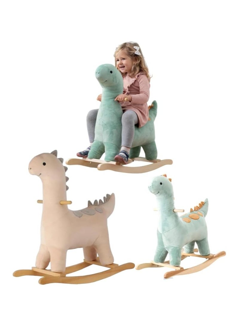 Rocking Horse Dinosaur for Child Green JR407 Beige