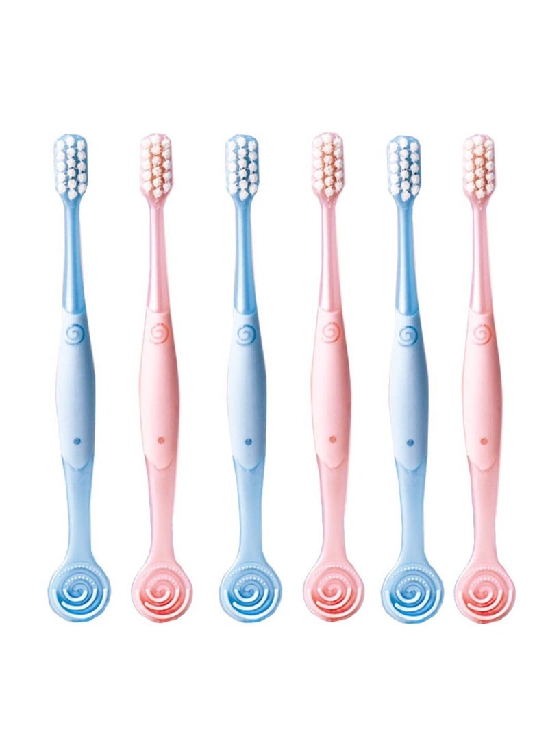 6 Pack Extra Soft Toothbrush for Adult, 2 in 1 Soft Bristle Toothbrush with Tongue Scraper for Sensitive Gums and Teeth