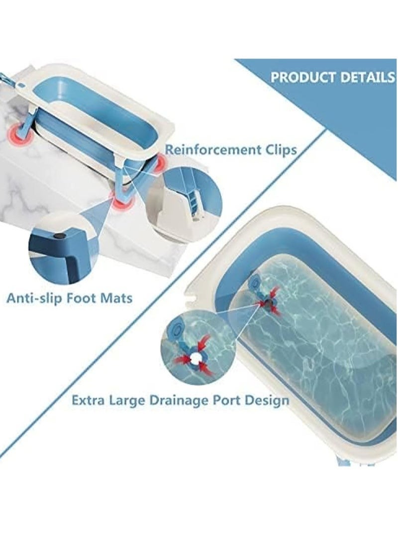 Foldable Baby Bathtub with Temperature Sensing Portable Travel Bathtub with Drain Hole Durable Baby Bathtub Newborn to Toddler 0 to 36 Months