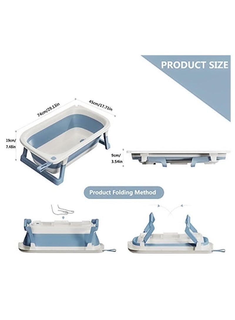 Foldable Baby Bathtub with Temperature Sensing Portable Travel Bathtub with Drain Hole Durable Baby Bathtub Newborn to Toddler 0 to 36 Months