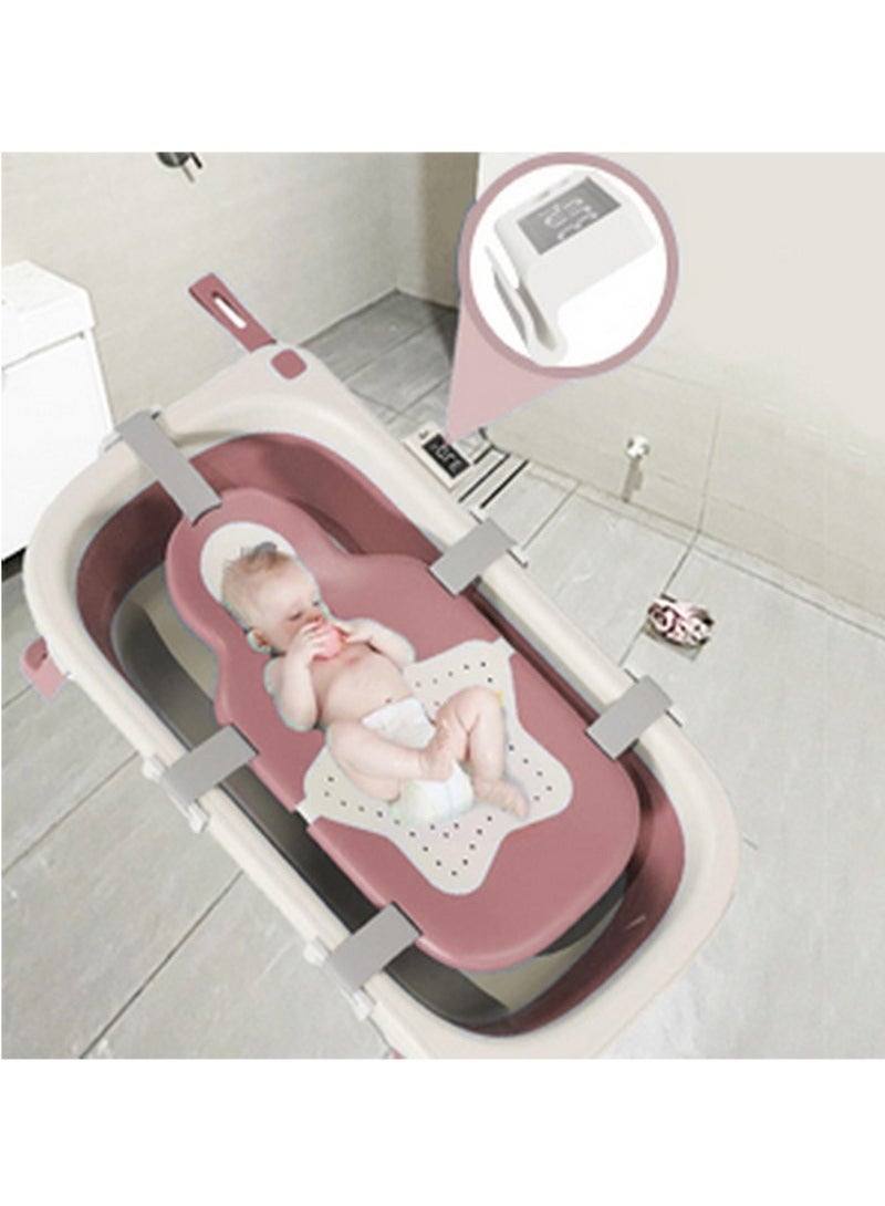 Foldable Baby Bathtub with Temperature Sensing Portable Travel Bathtub with Drain Hole Durable Baby Bathtub Newborn to Toddler 0 to 36 Months