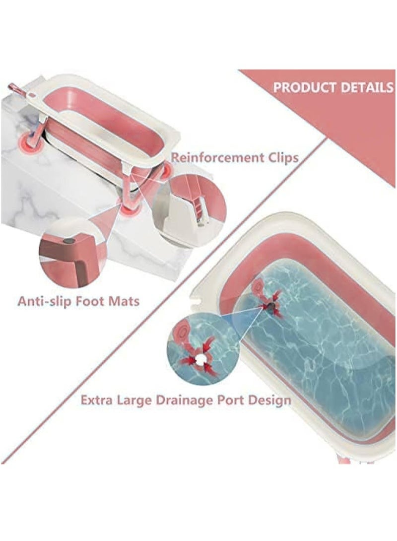 Foldable Baby Bathtub with Temperature Sensing Portable Travel Bathtub with Drain Hole Durable Baby Bathtub Newborn to Toddler 0 to 36 Months