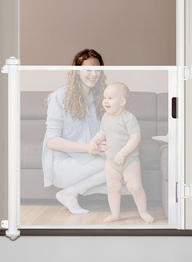 Retractable Baby Gates Mesh Safety Gate Extra Wide Dog Gate Child Safety Gate for Doorways Hallways