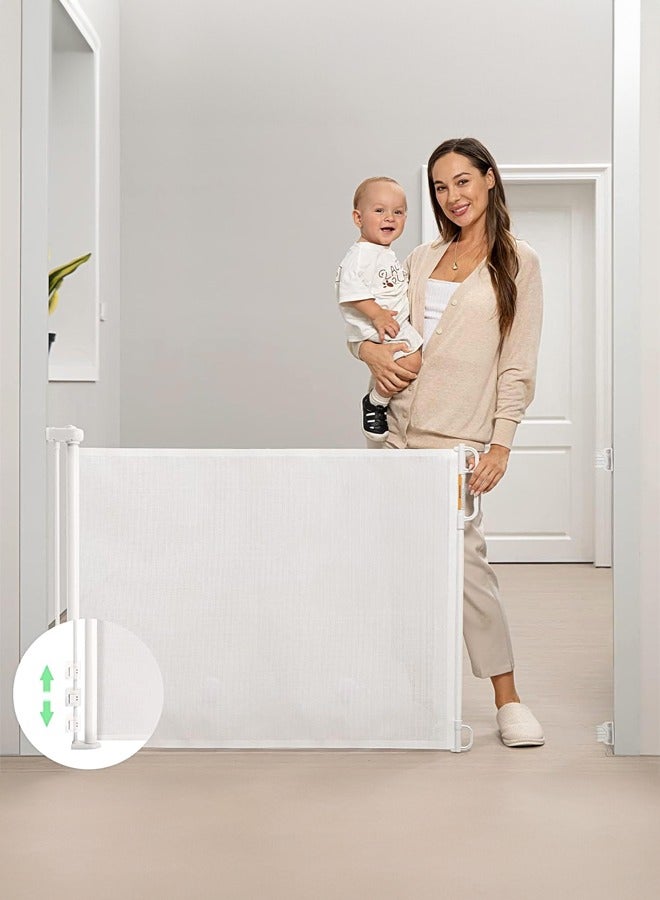 Retractable Baby Gates Mesh Safety Gate Extra Wide Dog Gate Child Safety Gate for Doorways Hallways